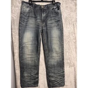 Antik Denim Jeans Mens 36 Blue Distressed Embroidered Pocket Designer Denim